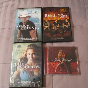 Lot of CMT Pick Country DVD's & Music CD Kenny Chesney Racal Flatts JulieRoberts